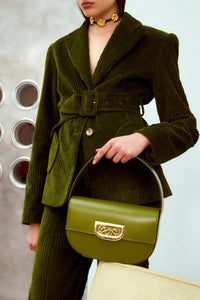 KAKI ANDY VELVET blazer oversize en velours avec ceinture