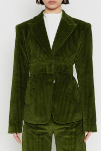 KAKI ANDY VELVET blazer oversize en velours avec ceinture