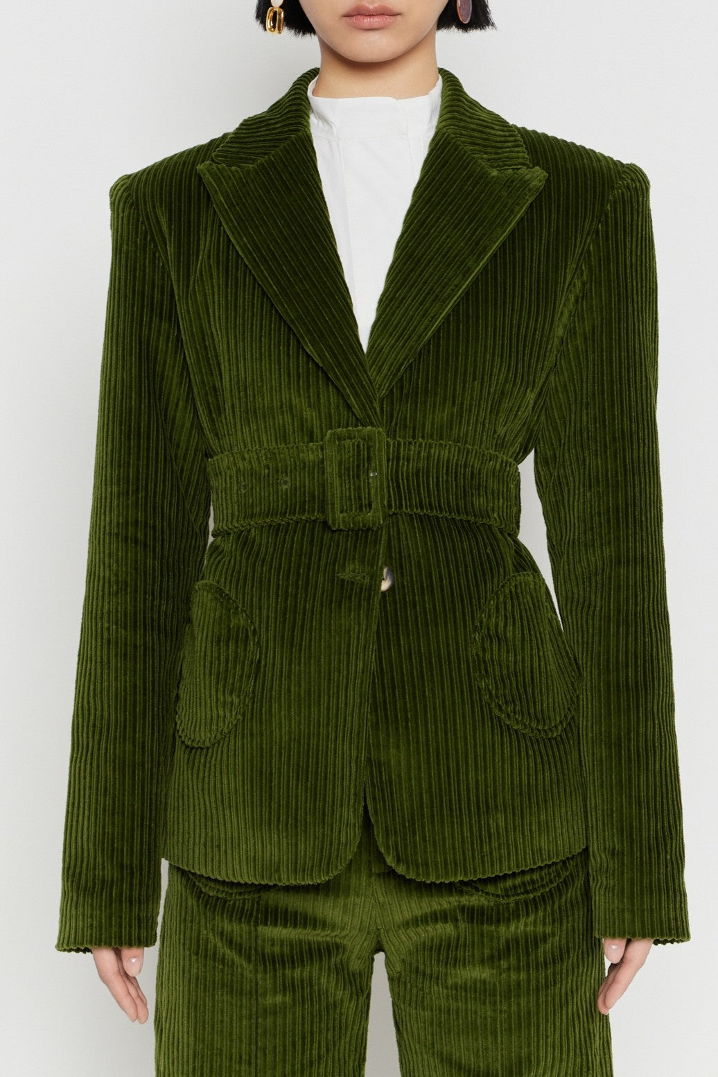 KAKI ANDY VELVET blazer oversize en velours avec ceinture