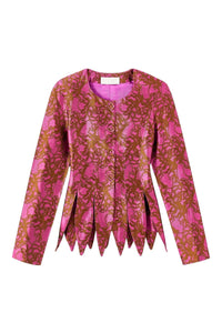 FUSCHIA & BROWN  WADE SATIN JACQUARD Veste asymétrique