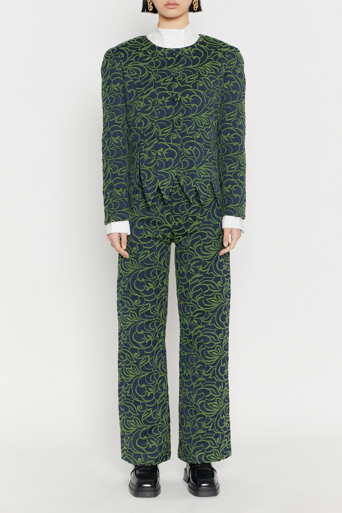 NAVY & OLIVE WADE JACQUARD  Veste asymétrique