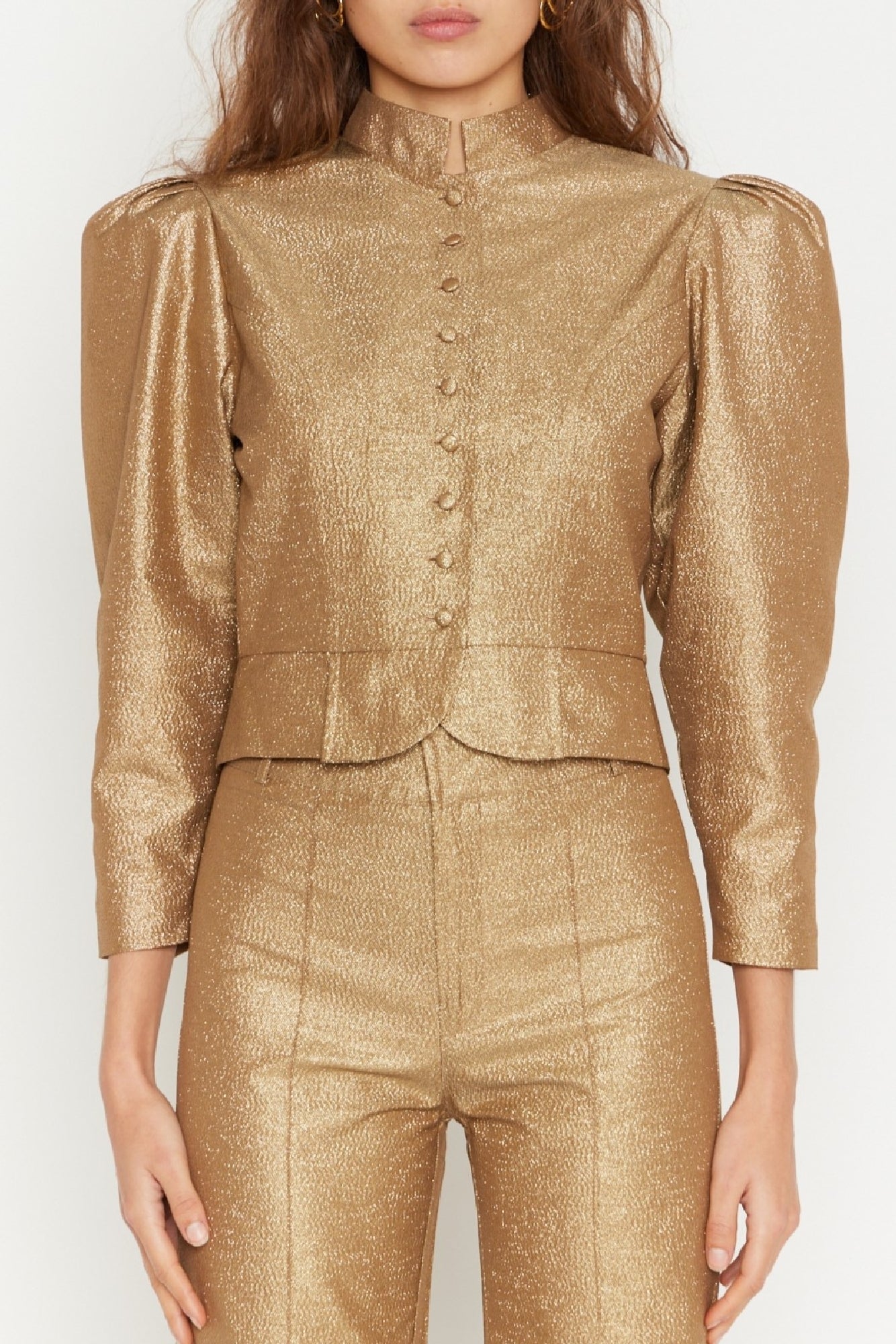 GOLD AMOAKO GLITTER TWILL Veste à manches bouffantes en sergé pailleté