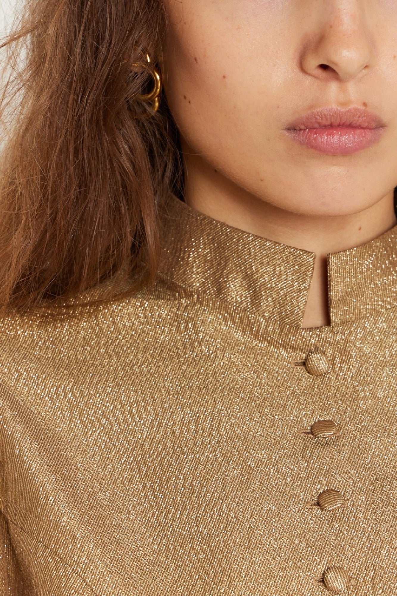 GOLD AMOAKO GLITTER TWILL Veste à manches bouffantes en sergé pailleté