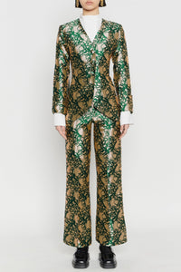 BEIGE & FOREST BRIDGET SATIN JACQUARD blazer long ajusté en satin jacquard