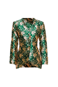 BEIGE & FOREST BRIDGET SATIN JACQUARD blazer long ajusté en satin jacquard