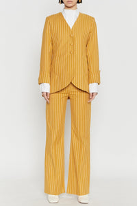 MUSTARD BRIDGET STRIPES blazer long ajusté à rayures