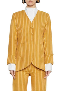 MUSTARD BRIDGET STRIPES blazer long ajusté à rayures