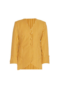 MUSTARD BRIDGET STRIPES blazer long ajusté à rayures