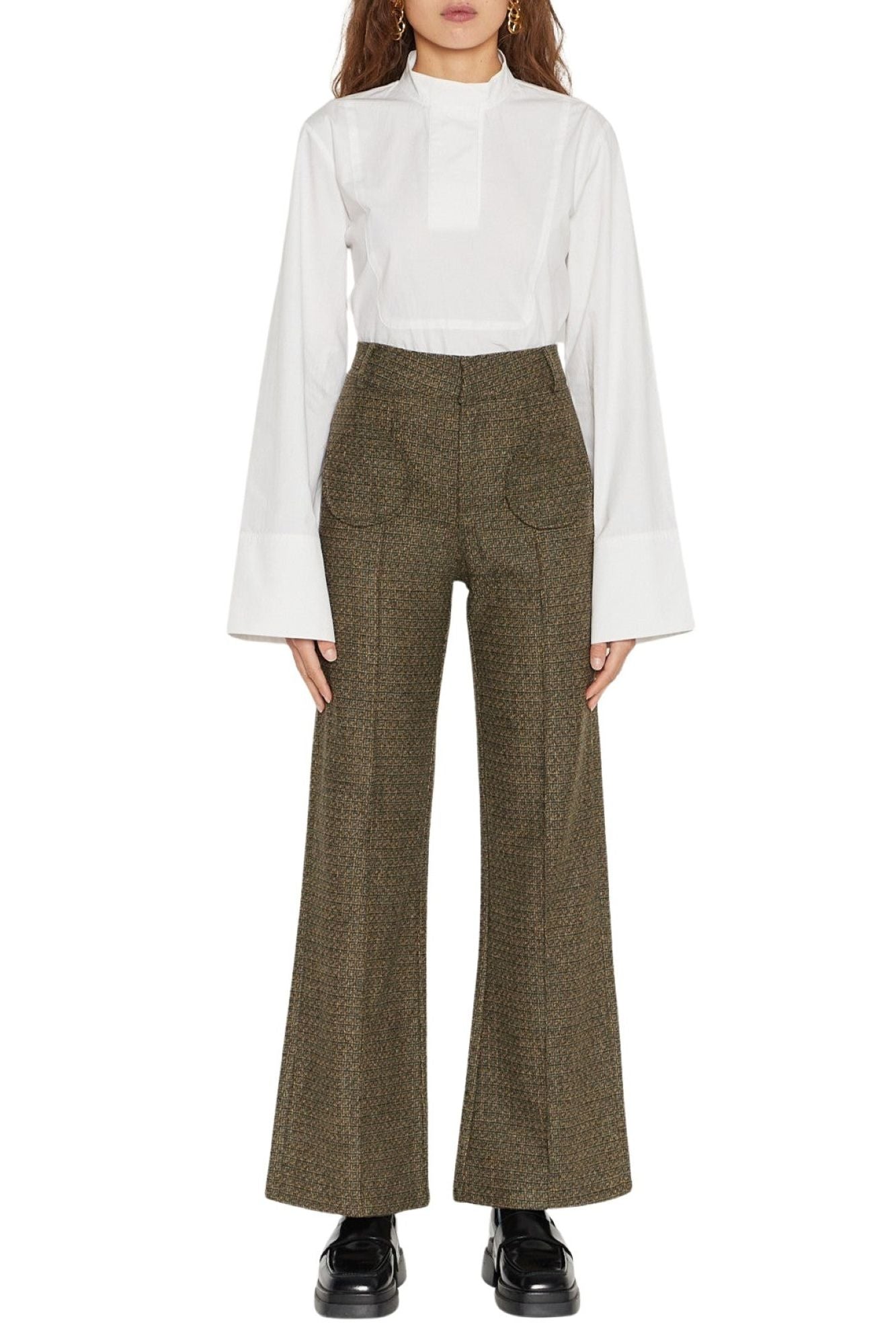 MULTICO YOSHI GRAPHIC WOOL pantalon évasé en laine