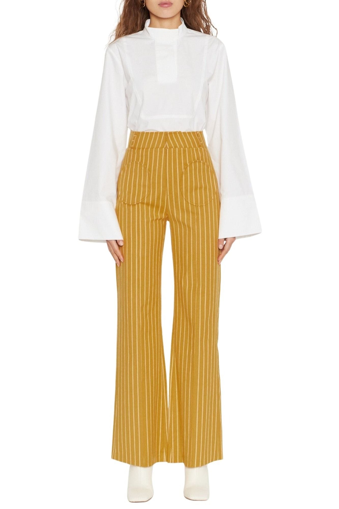 MUSTARD YOSHI STRIPES pantalon évasé à rayures