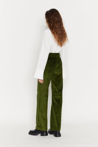 10qty RELIQUAT 95€ / KAKI YOSHI VELVET pantalon évasé en velours