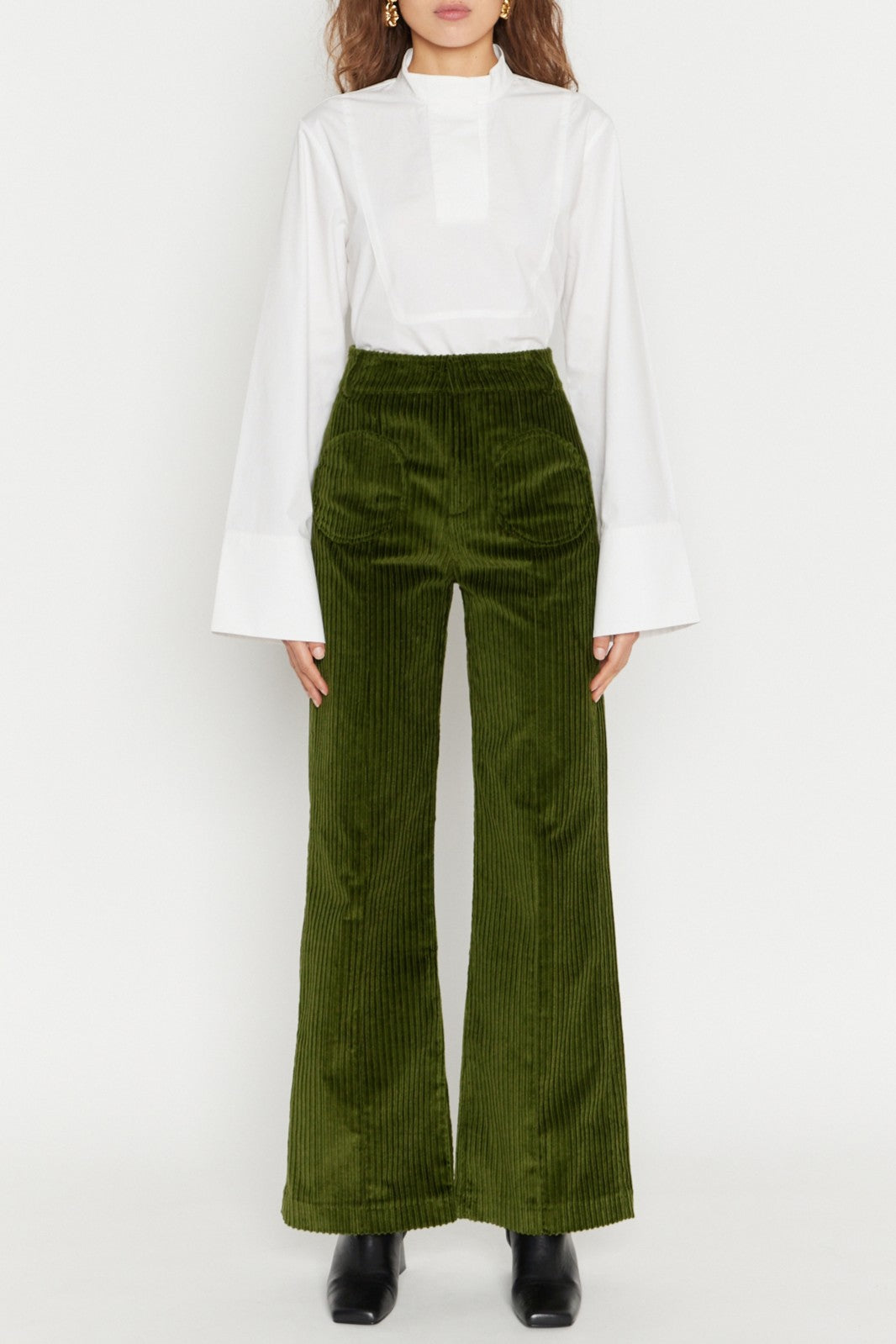 10qty RELIQUAT 95€ / KAKI YOSHI VELVET pantalon évasé en velours