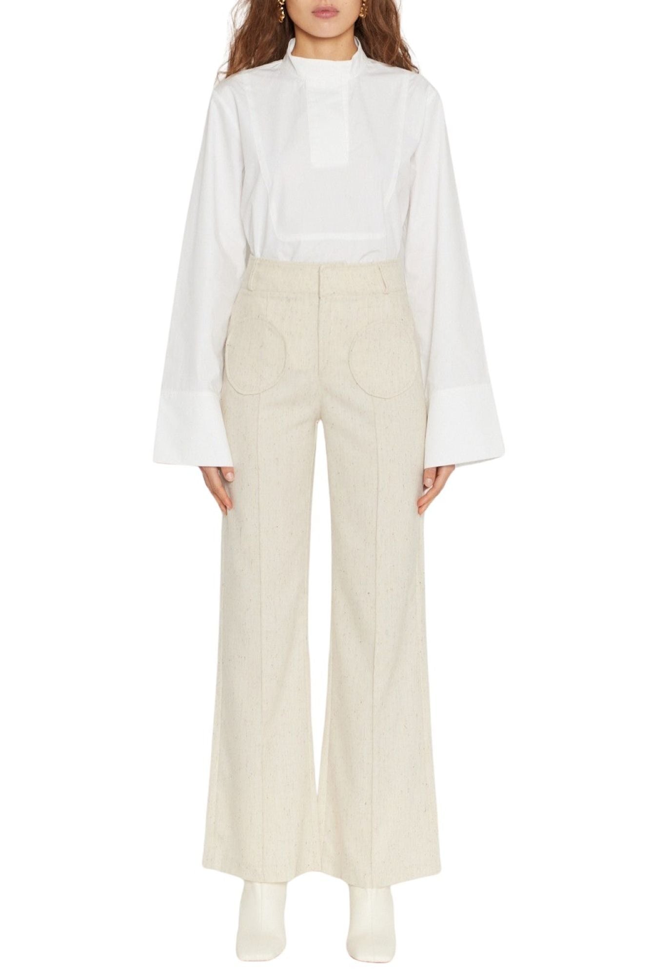 ECRU YOSHI FLECK pantalon évasé en coton