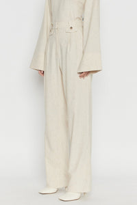 ECRU CHARLOTTE FLECK pantalon à pinces taille haute