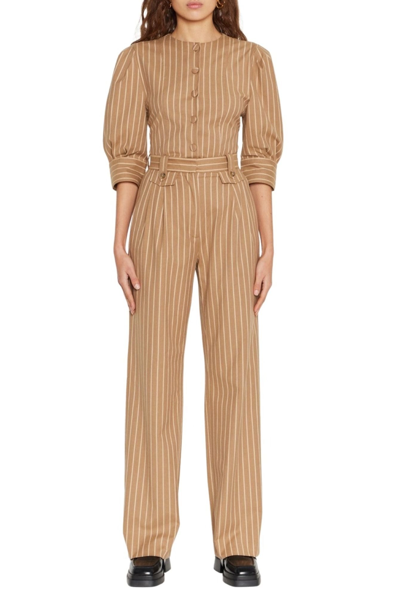 WARM SAND CHARLOTTE STRIPES WARM SAND pantalon à pinces taille haute
