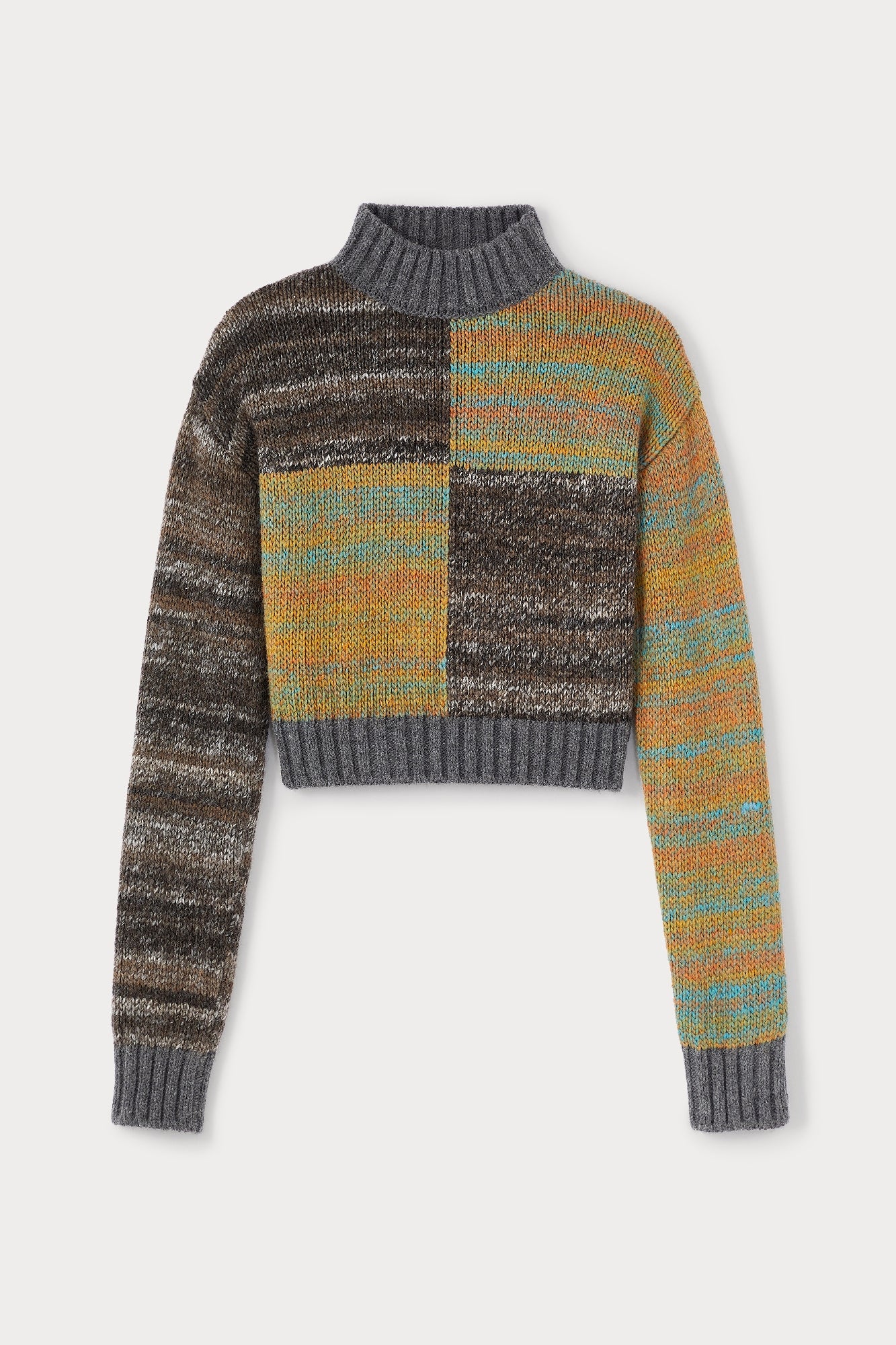 WARM GREY & GREEN DAMIEN Pull court en laine