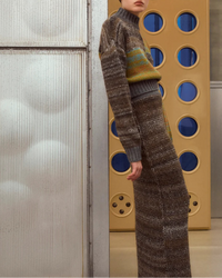 Pull Damien court en laine - Warm Grey & Green