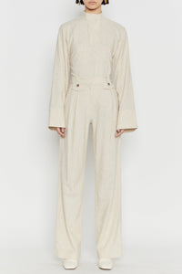 ECRU CHARLOTTE FLECK pantalon à pinces taille haute
