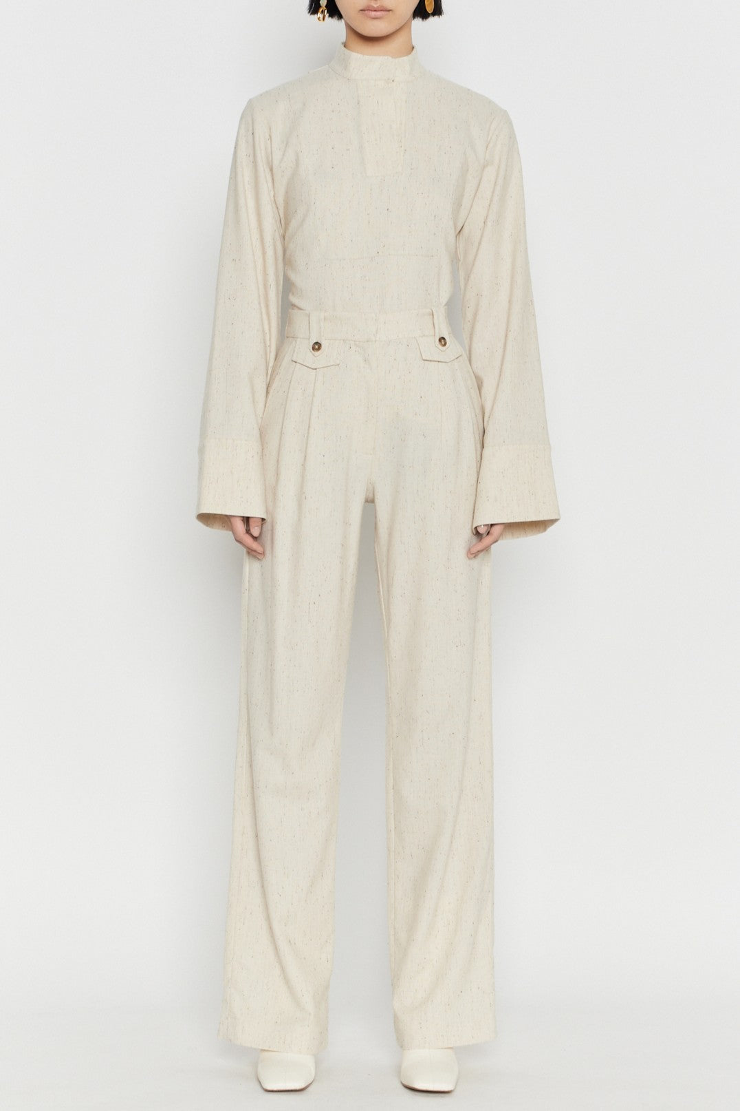 ECRU CHARLOTTE FLECK pantalon à pinces taille haute