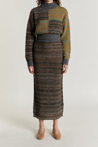 WARM GREY LYNETTE jupe midi en tricot