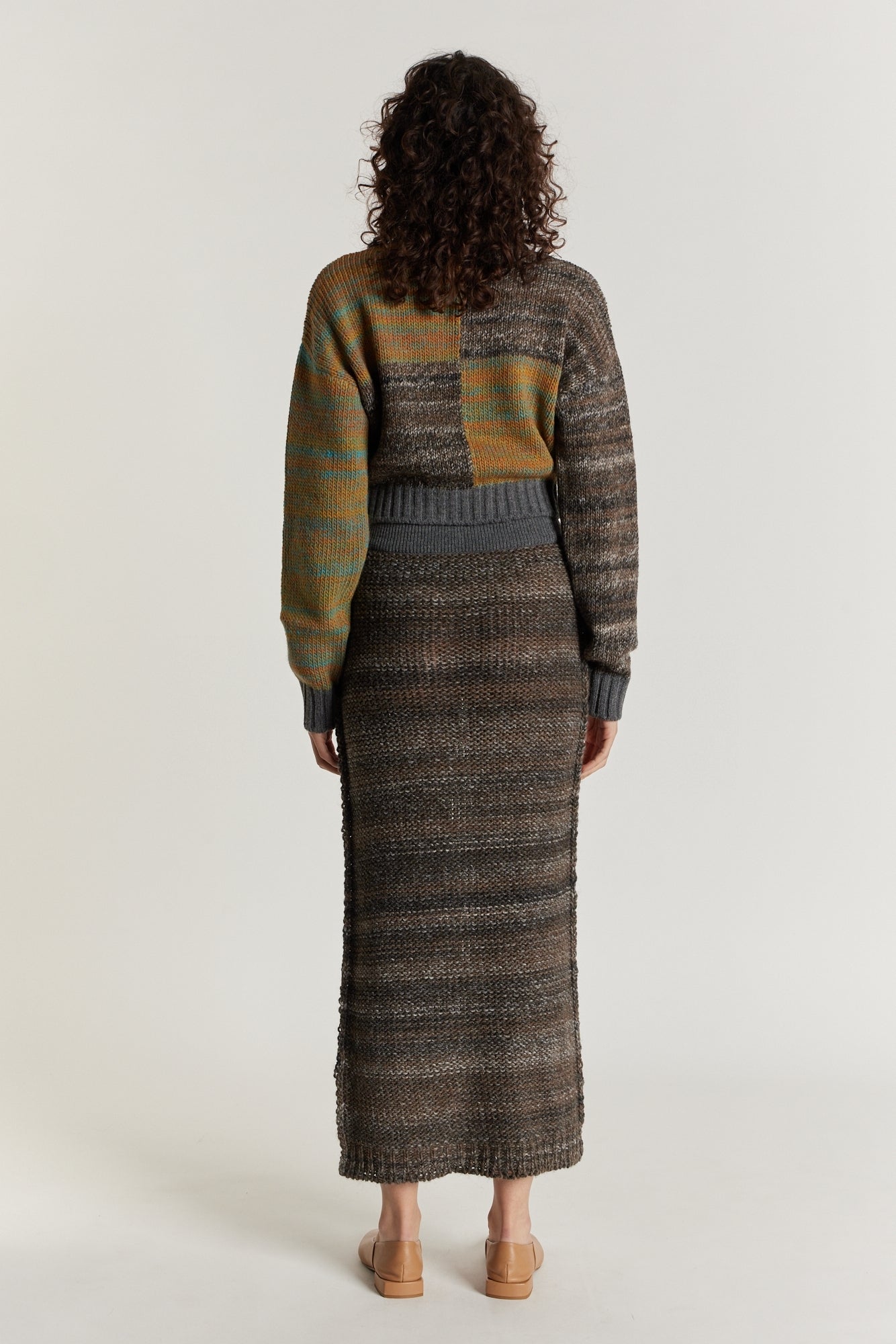 WARM GREY LYNETTE jupe midi en tricot