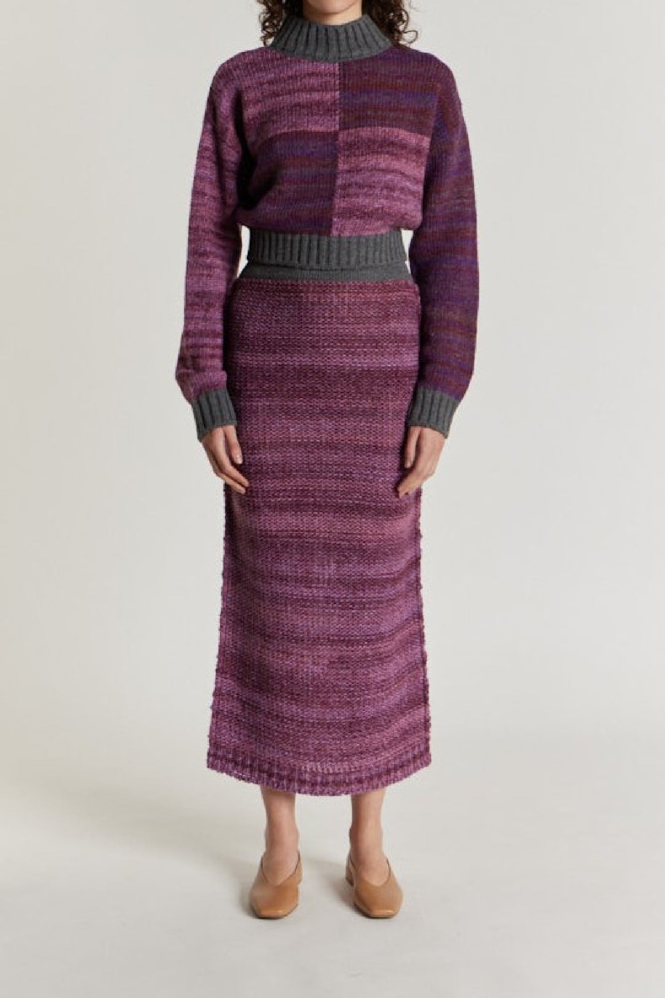 PURPLE LYNETTE jupe midi en tricot