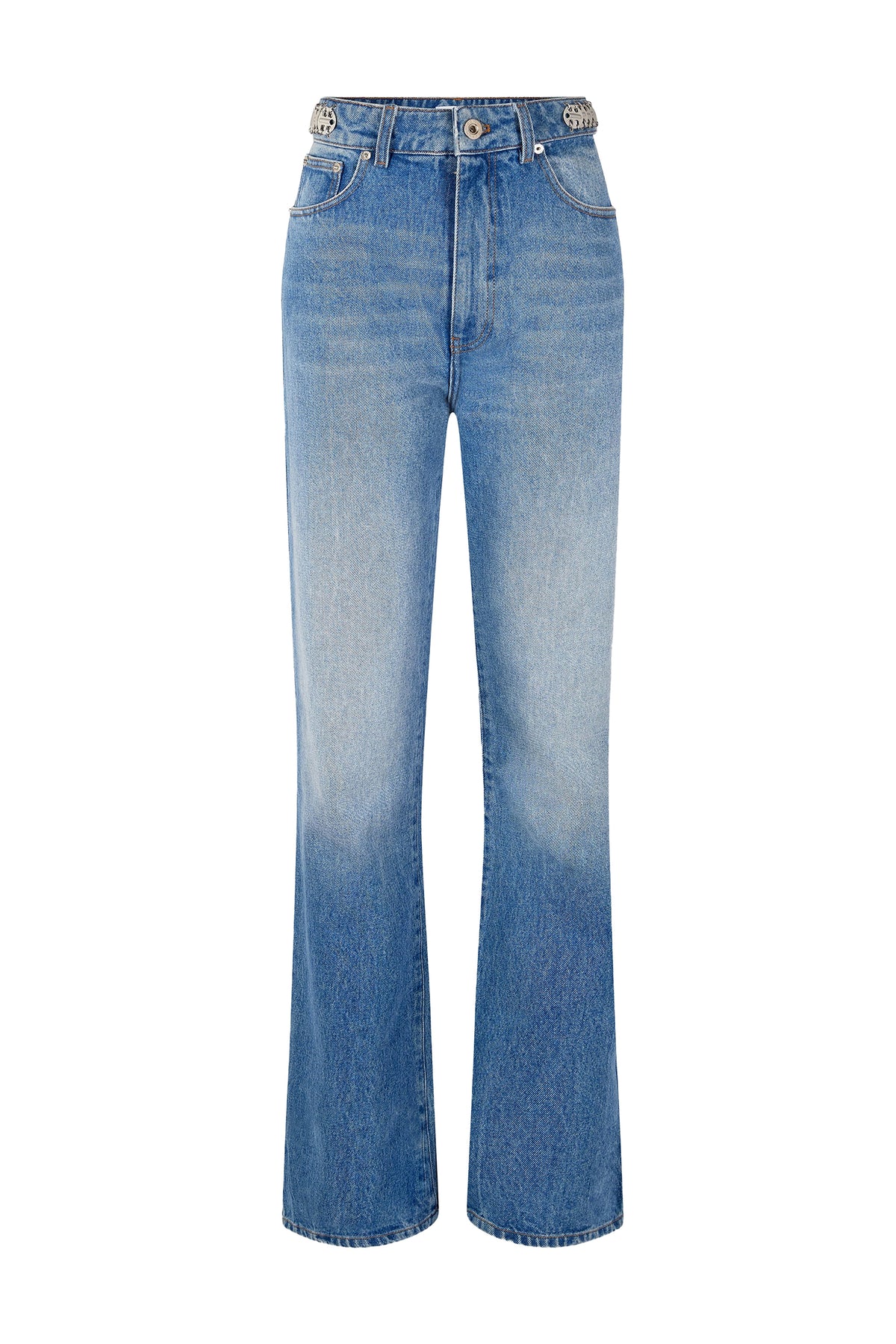Jean flare à détail assemblage pastilles - Denim Stone