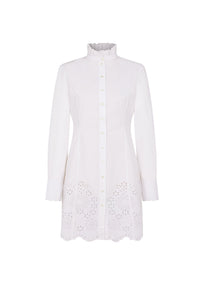 Robe chemise cintrée à broderie anglaise - Optical White