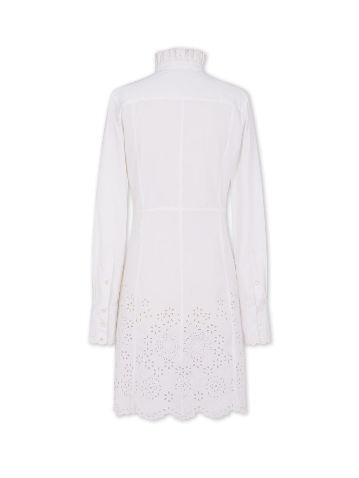 Robe chemise cintrée à broderie anglaise - Optical White