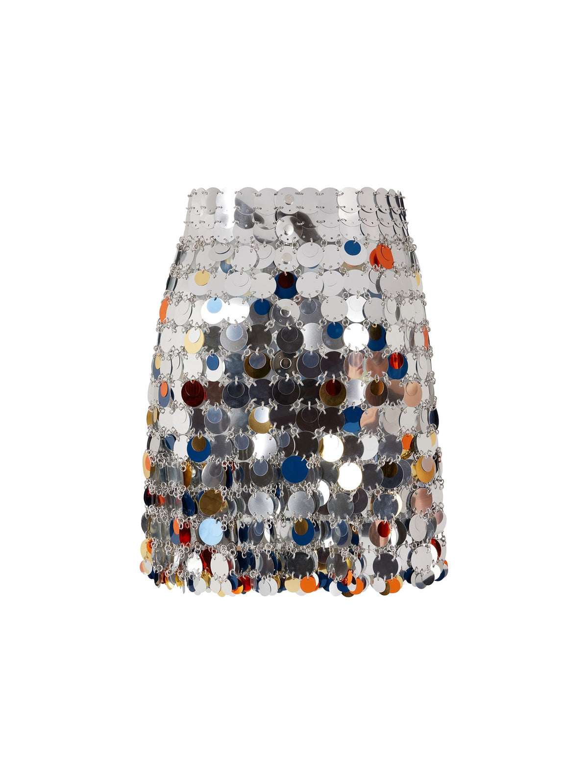 Jupe courte en assemblage Audrey à pastilles volantes - Silver & Bright Orange