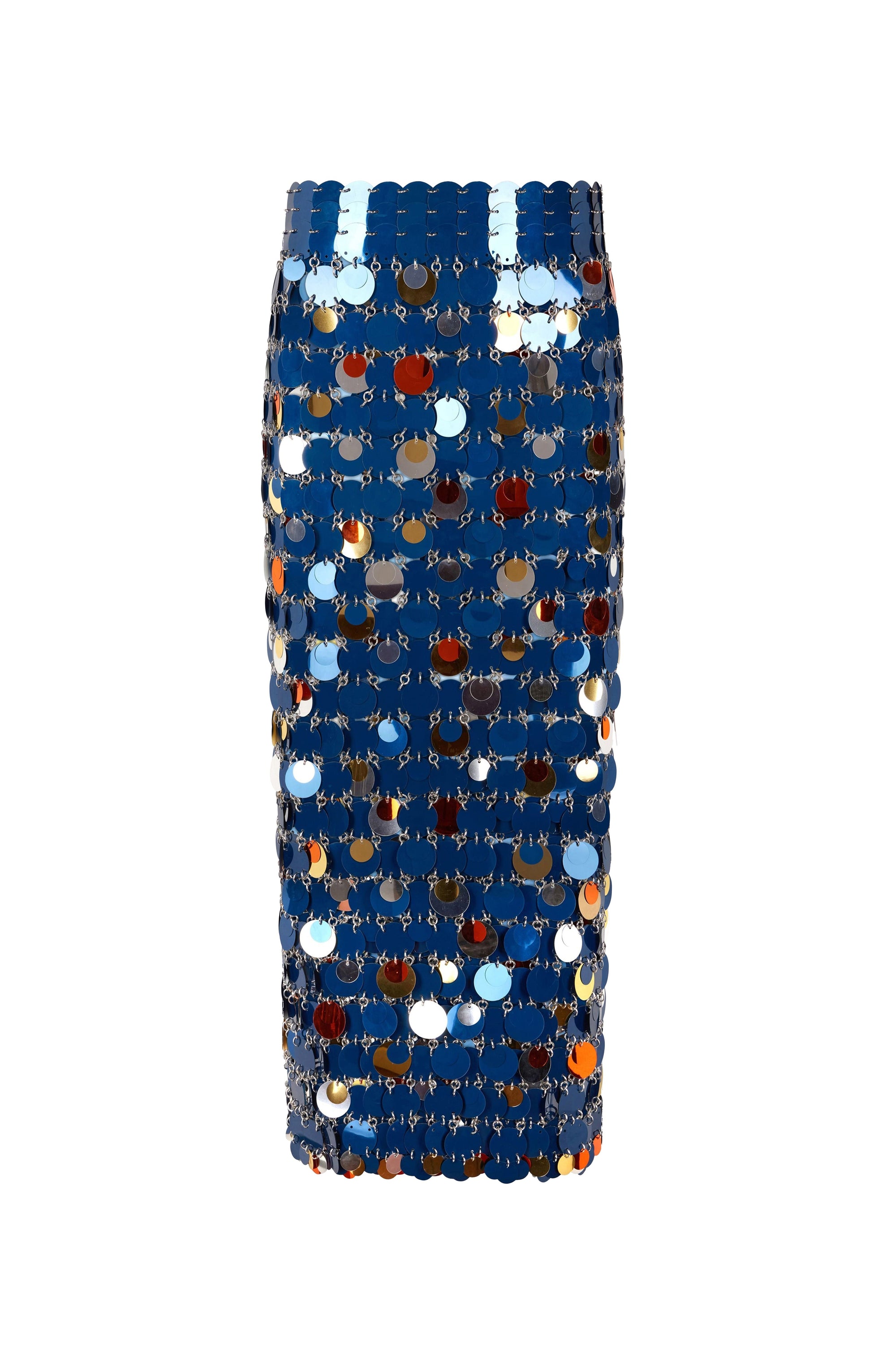 Navy Orange & Silver Jupe - Navy Orange & Silver