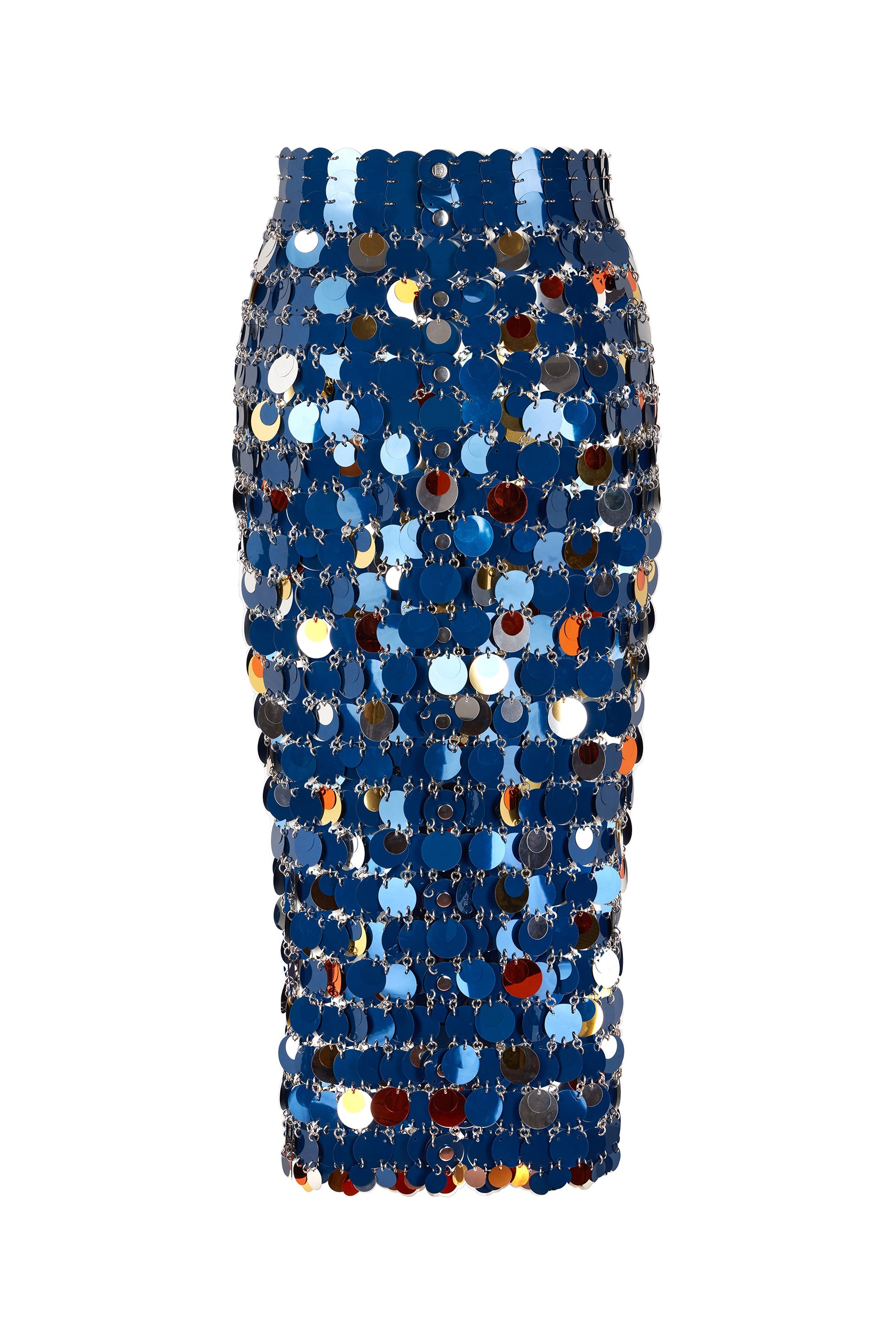 Navy Orange & Silver Jupe - Navy Orange & Silver