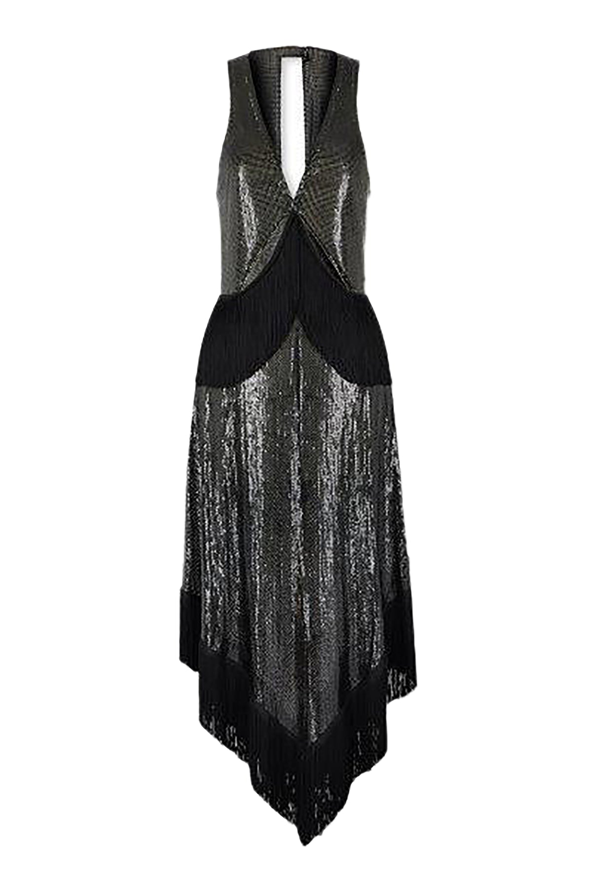 Robe longue à ajourés et franges - Black
