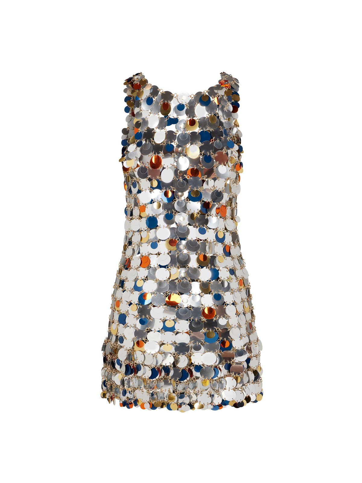 Robe courte à bretelles assemblée Audrey à volants - Silver & Bright Orange
