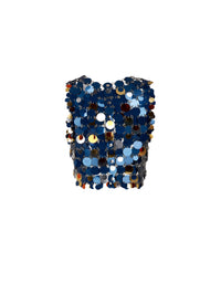 Navy Orange & Silver Top - Navy Orange & Silver