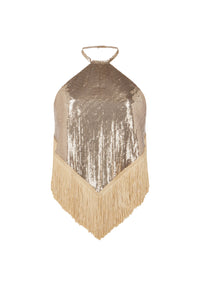 Fringed halter scarf top - Light Gold