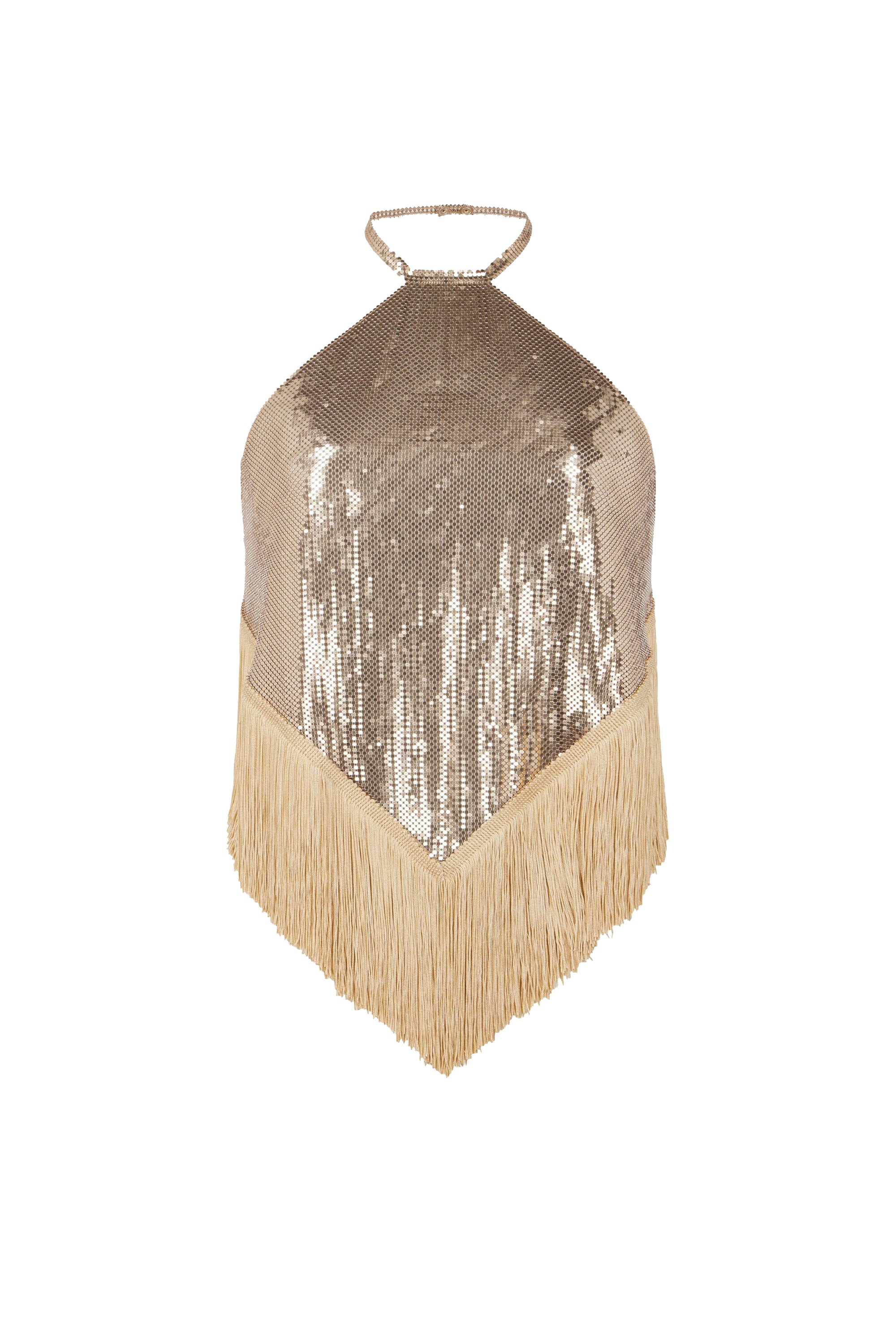 Fringed halter scarf top - Light Gold