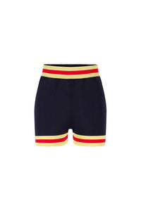 Short à ceinture à élastique et rayures - Navy & Gold