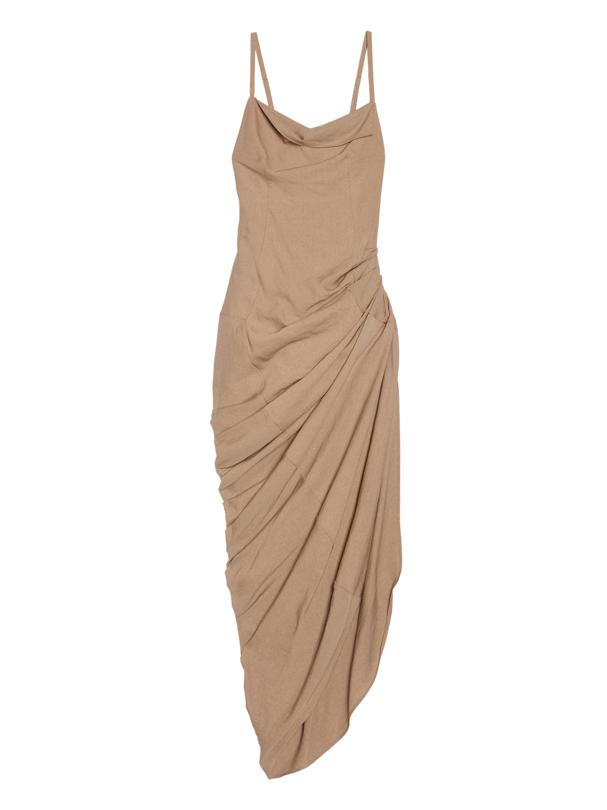 Robe courte Saudade à fente drapée - Beige