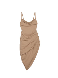 Robe courte Saudade à fente drapée - Beige
