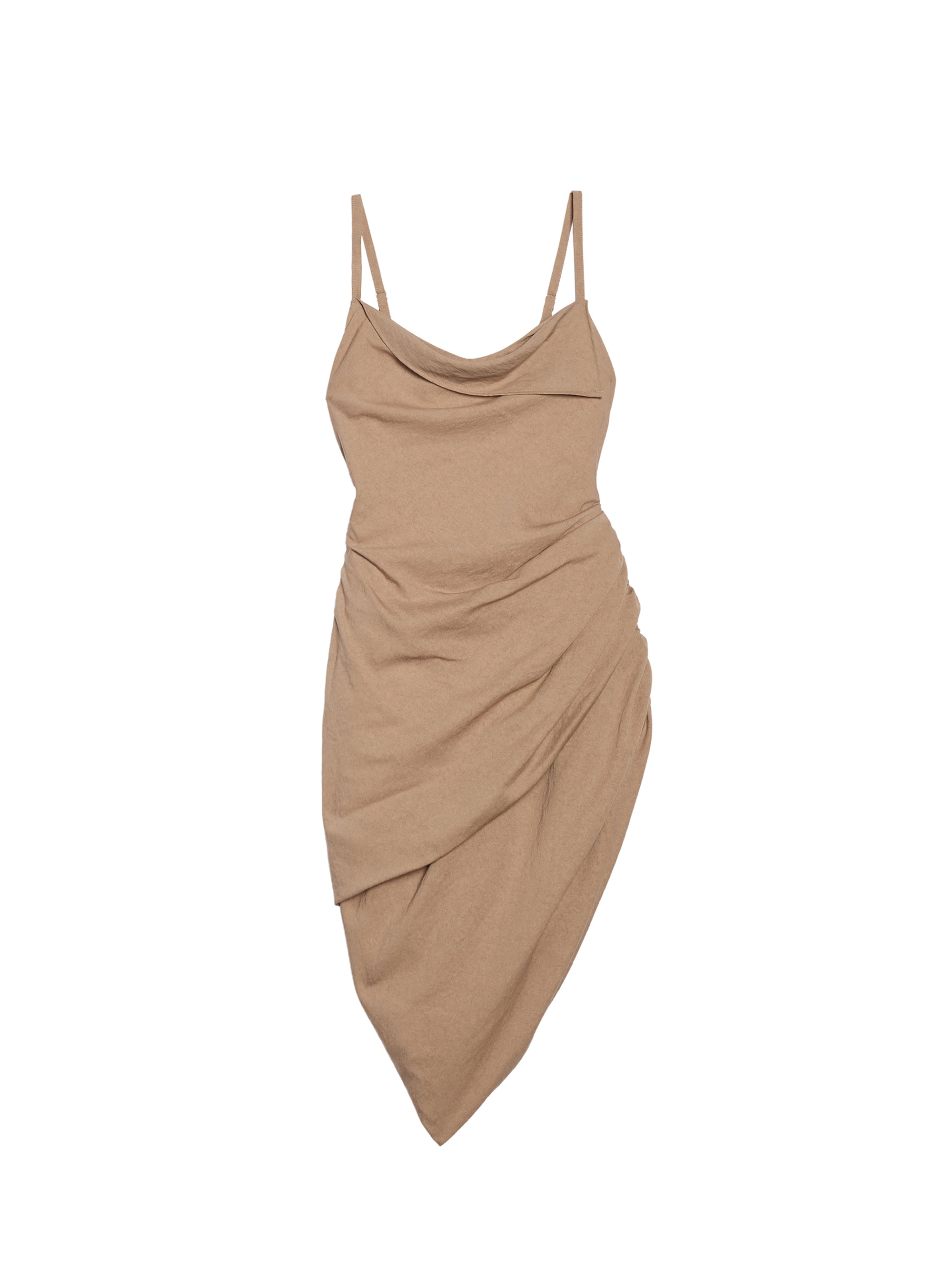 Robe courte Saudade à fente drapée - Beige