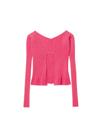 Cardigan Neva avec logo métallique en maille - Pink