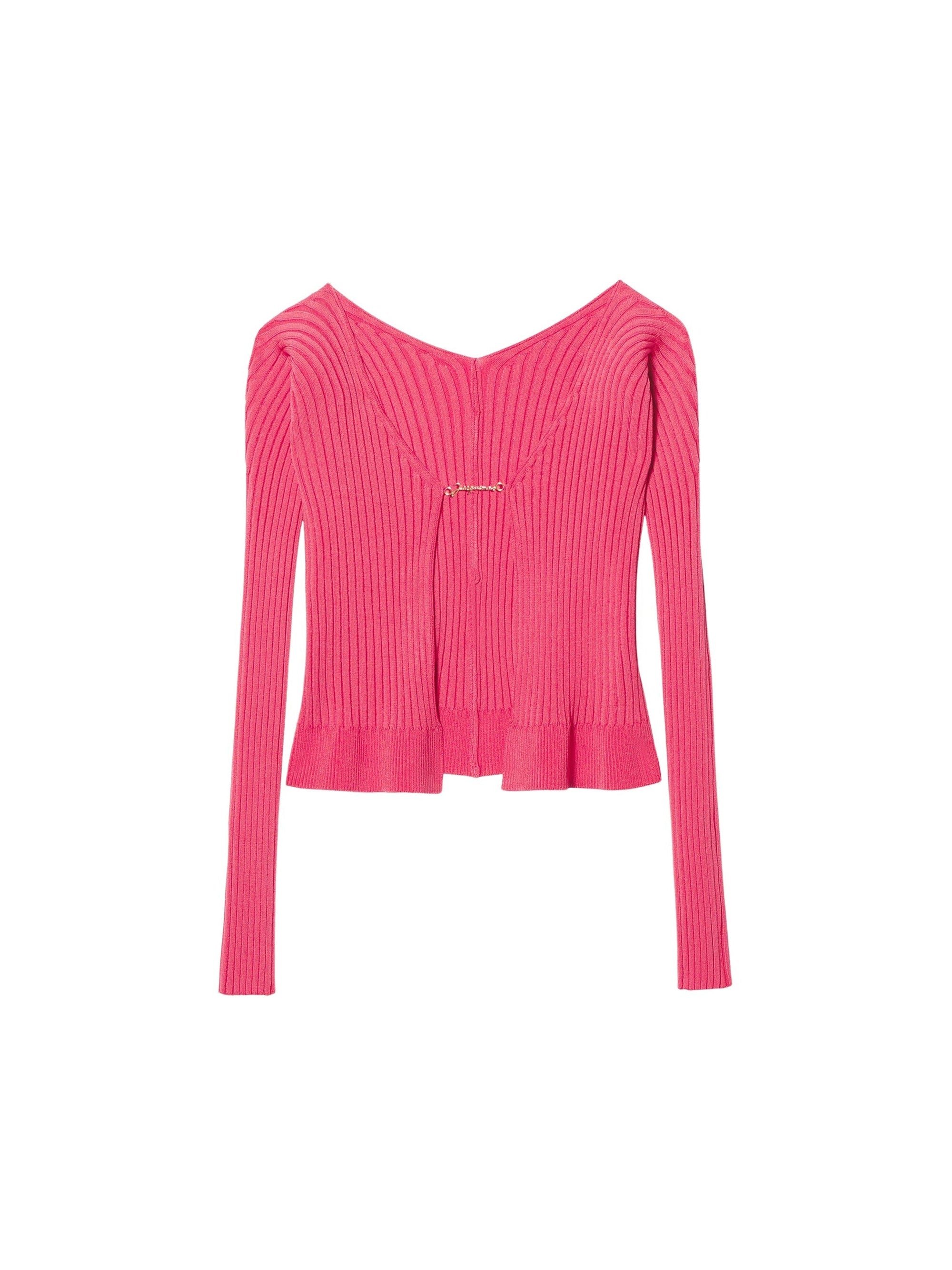 Cardigan Neva avec logo métallique en maille - Pink