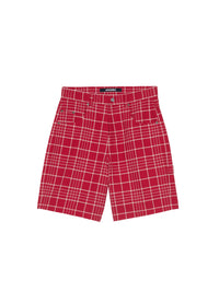 JACQUARD CHECK  DARK RED LE SHORT PANNI