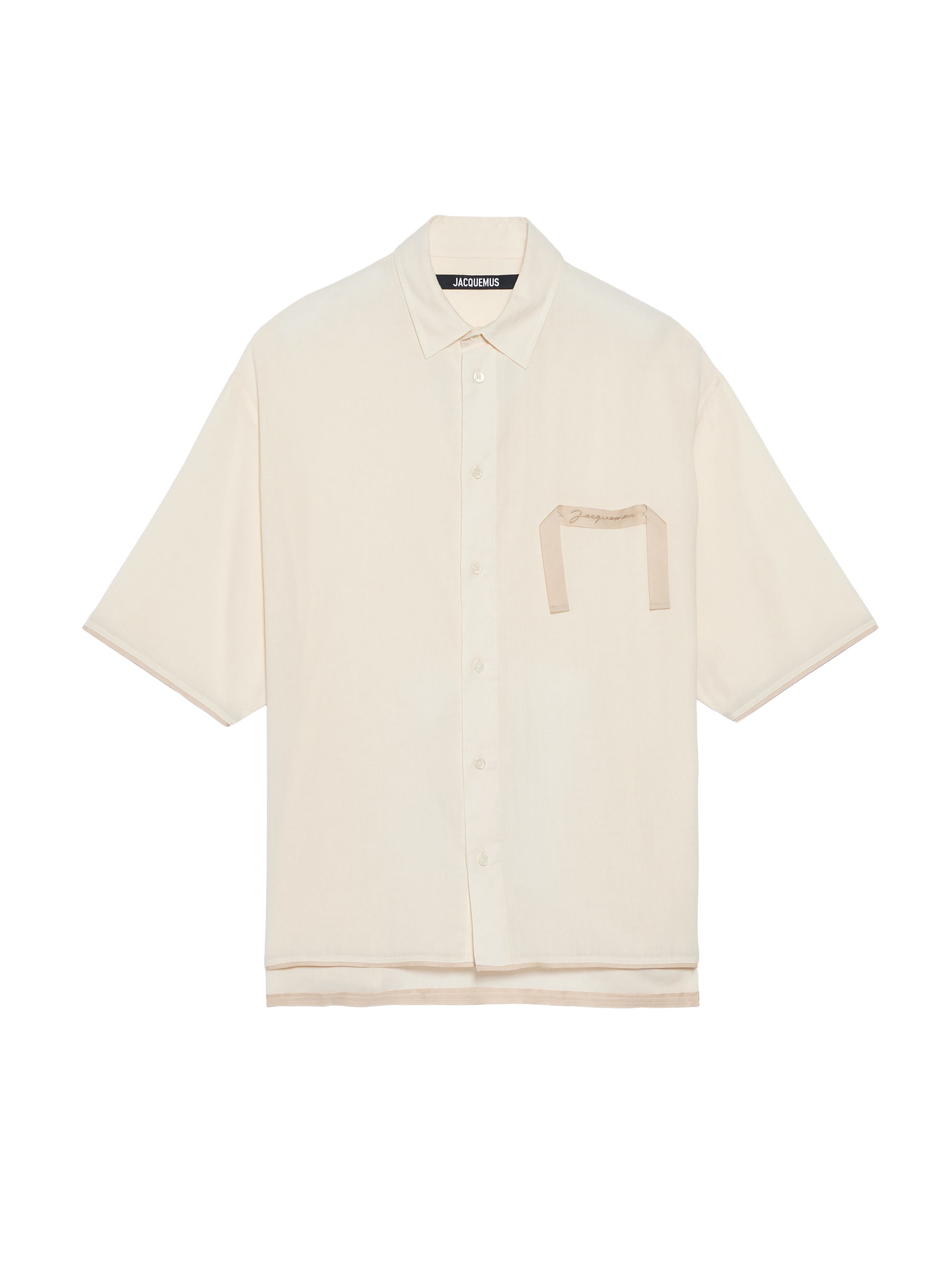 Chemise Cabri manches coudes à logo gros-grain - Off White