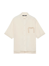 Chemise Cabri manches coudes à logo gros-grain - Off White