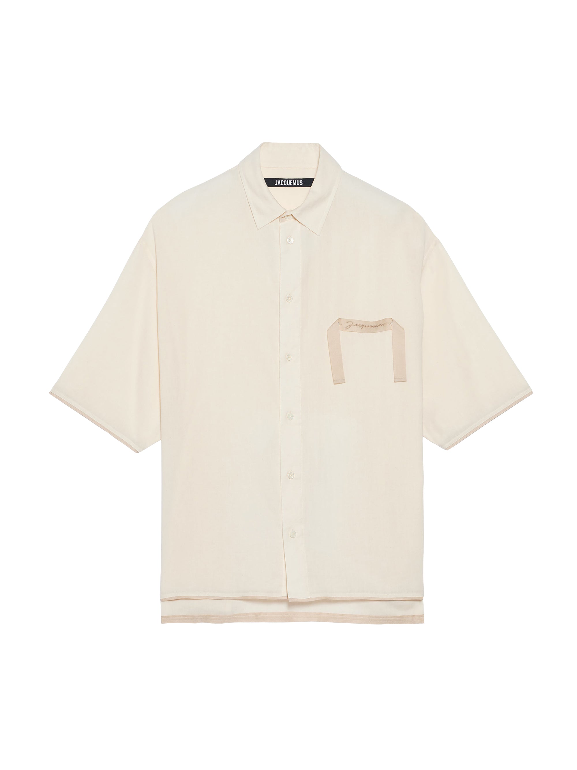Chemise Cabri manches coudes à logo gros-grain - Off White