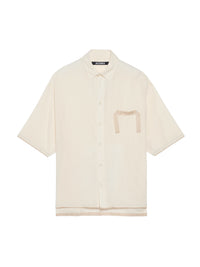 Chemise Cabri manches coudes à logo gros-grain - Off White