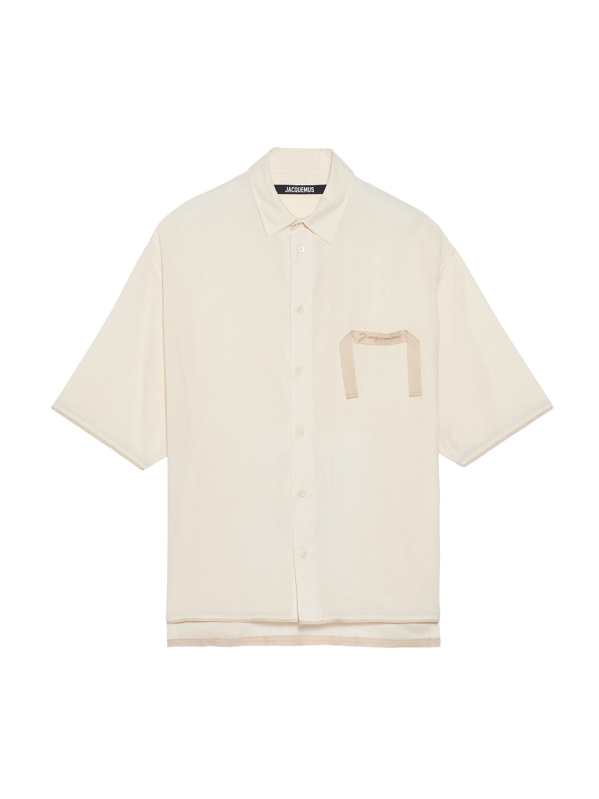 Chemise Cabri manches coudes à logo gros-grain - Off White