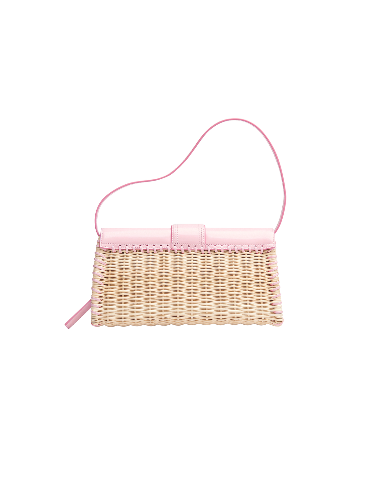Sac long Bambino en osier et cuir - Pale Pink